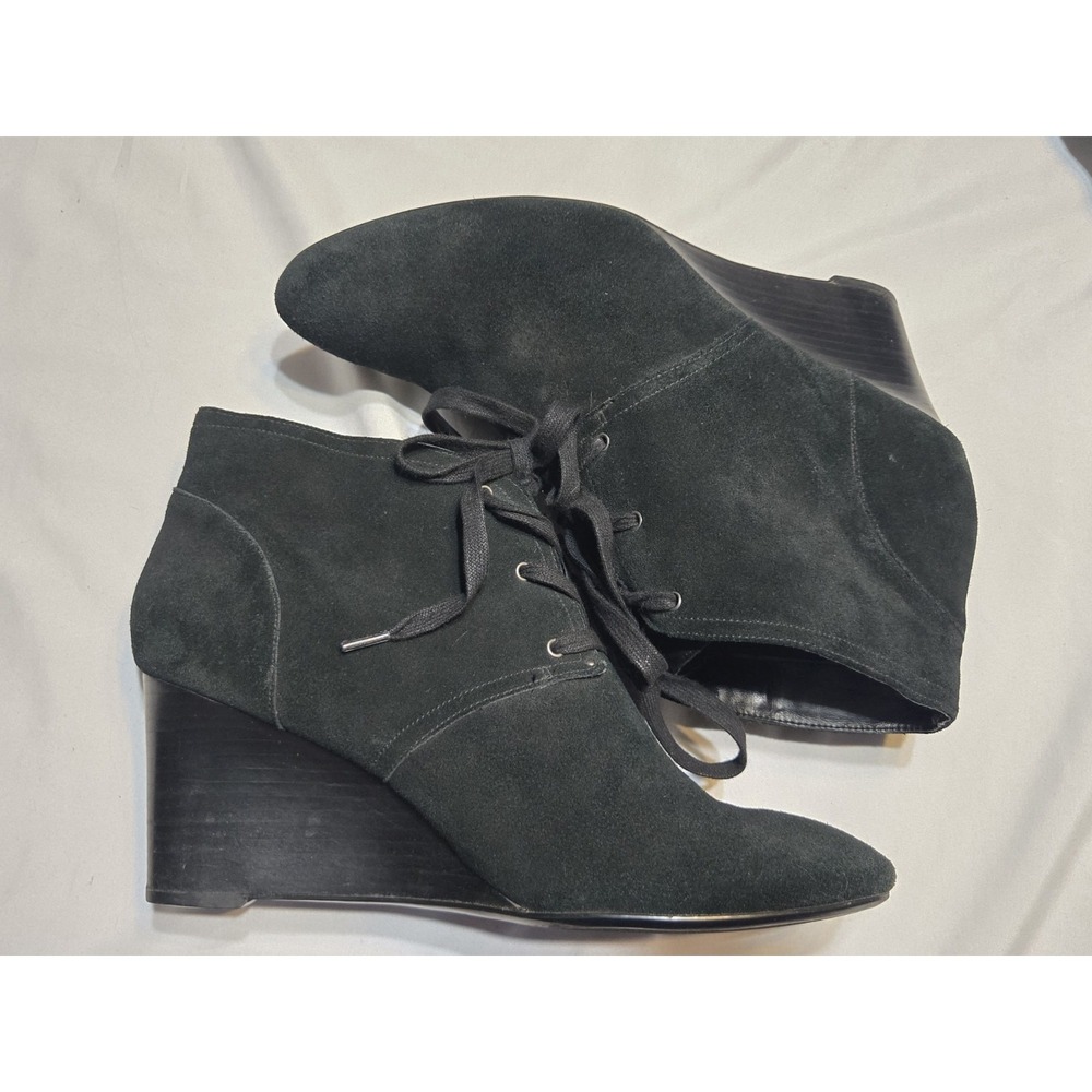 Lauren Ralph Lauren Womens Tamia Suede Leather Wedge Heel Lace Ankle Bootie 8.5B